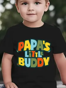 Kids' "Papa's Little Buddy" Short Sleeve Cotton T-Shirt, Toddler Father's Day Graphic Tee