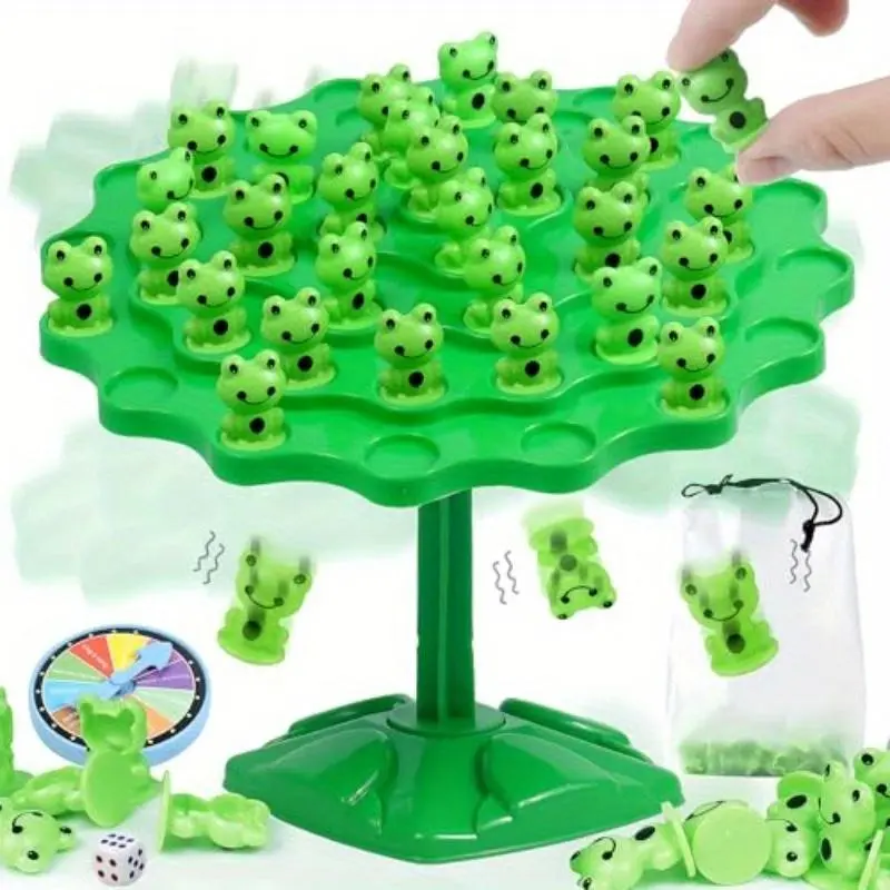 Frog Balance Tree Board Game - Fun Tabletop Stacking Puzzle Toy, 3-4 Years Old Montessori Creative Gift, Family Parent-Child Interactive Balance Game with 50 Frogs