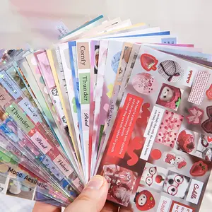 30pcs Retro Memo Series Dual Texture Sticker Book with Back Adhesive, Creative Hand Account DIY Phone Case Water Cup Diary Notebook