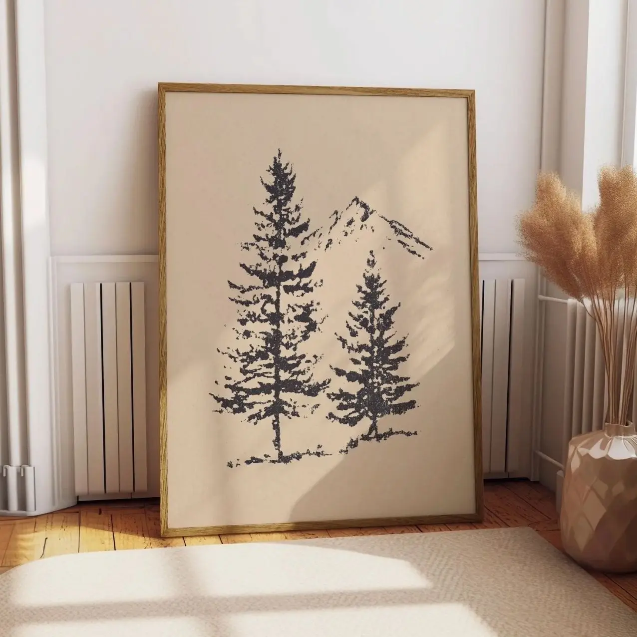 Forest Pine Tree Wall Art , Rocky Mountain Landscape Print, Minimalist Spruce Tree Poster, Rustic Outdoors Decor | Framless Poster I