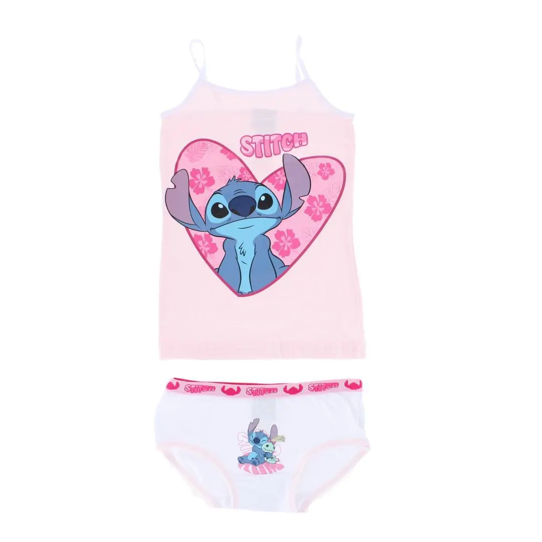 Textiel Trade Girl's Lilo & Stitch Fun 2-Piece Tank and Brief Set, Soft Cotton Youth Fashion Inner Wear, Machine Washable, Underwear Undergarments