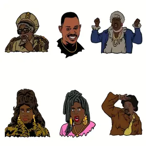 6-Piece Cartoon Character Embroidery Patches, Ideal for T-Shirts & Outerwear, DIY Clothing Accessories, Unique Men's Fashion