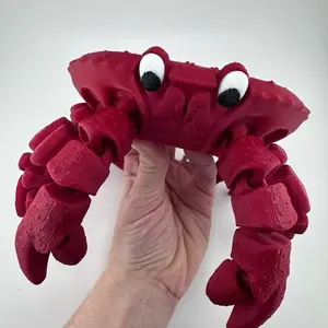 Crab Articulated 3D Printed Sea Creature Desk Ornament Figurine with Detailed Features and Lifelike Design
