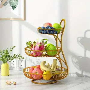 Multi-layer Fruit Basket Shelf, 1 Count Iron Fruit Snack Sundries Storage Rack, Fruit Plate for Home Living Room Coffee Table, Organiser