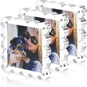 Square Wave Magnetic Photo Frame, High Clarity Pet Daily Cute Photos, Living Room Desktop Display, Strong Magnet Stable, Thick Durable