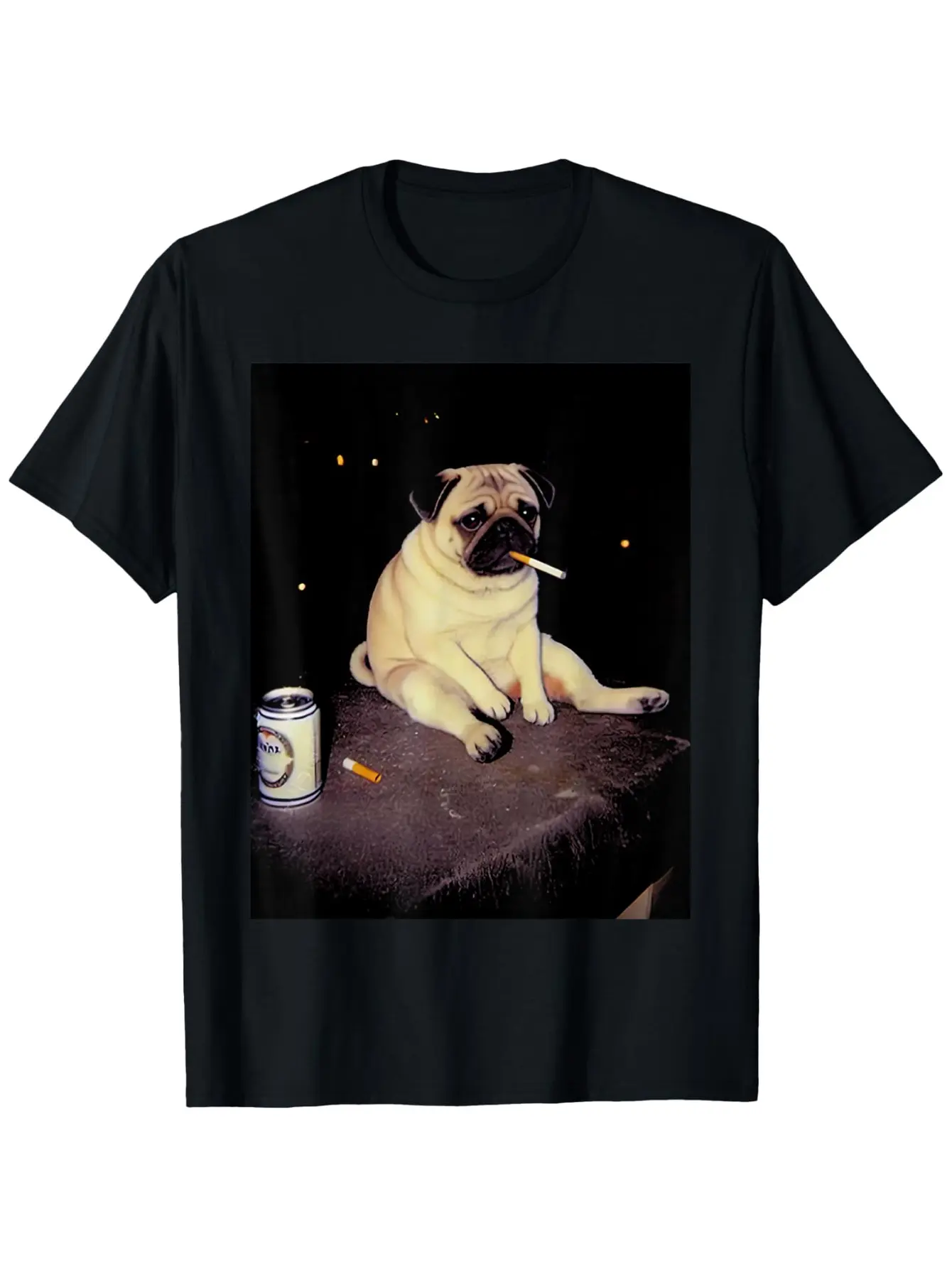 Funny Smoking Dog Pug Meme T-Shirt for Men Women Couple Trendy Cotton Tops Short Sleeve, Street Style Short Sleeve Tee, Comfort Tee, Casual Summer Tee, Must-have Fashionable Tee
