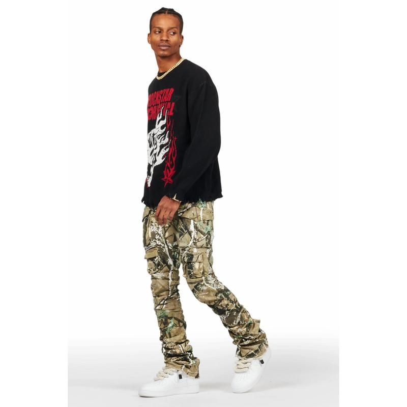 Gentry Tree Camo Stacked Flare Jean