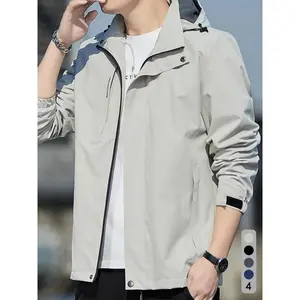 Men’s waterproof softshell jacket — outdoor windproof, breathable, lightweight coat; casual functional hooded jacket for running and cycling