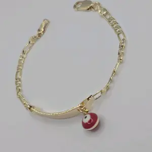 ID BRACELET with red eye Turkish figaro style link 6"inches (kids sizes) ENGRAVING AVAILABLE leave a note with your name