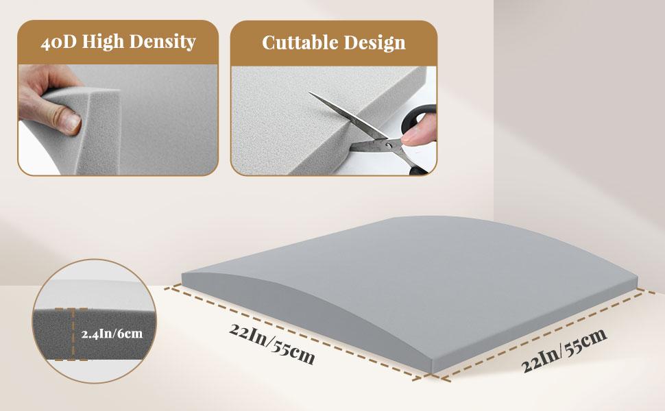 Couch Cushion Support for Sagging Seat, 22"x22"x2.4" 40D High Density Curved Foam Sofa Cushion Support, Under-Cushion Sag Repair,Grey Set of 3/2/1