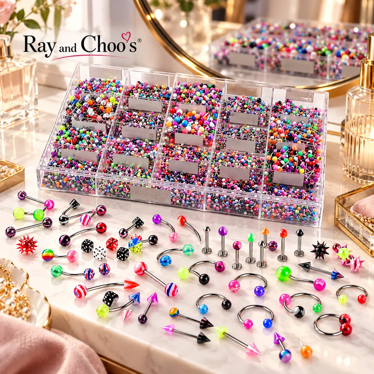 110PCS Acrylic Body Piercing Jewelry Set, Multicolor Tongue Rings, Eyebrow Rings, Lip Rings & Belly Button Rings, Mixed Piercing Accessories