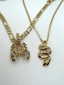 Elegant Scorpion & Snake Chains 24 Inch Scorpion & 20 Inch Snake in Laminadoo 14k for Versatile Styling Options