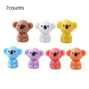 7 Cute Koala Resin Decorations, Resin Animal Sculptures, Multicolor Handmade DIY Crafts, Home Decoration, Home Decor Ornament, Holiday Party Supplies, Fun Design, Detailed Craftsmanship