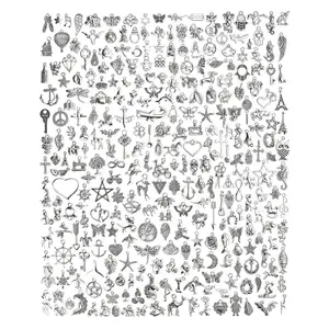 300 PCS Wholesale Bulk Lots Jewelry Making Charms Mixed Smooth Tibetan Silver Alloy Charms Pendants for Bracelet Necklace Jewelry Making and Crafting