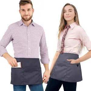 Waist Apron - 3 pockets, Durable Twill or Denim - Half Apron - Server, Waiter, Waitress, Bartender, Shop, Restaurant, Bistro Aprons