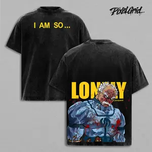 Conquest I Am So Lonely Graphic Tees, Viltrum Warrior Comic Shirt, Vintage Washed Oversized Heavy Cotton T-Shirt, Invincible Inspired Unisex Graphic Streetwear Fit, Casual Gamer Apparel