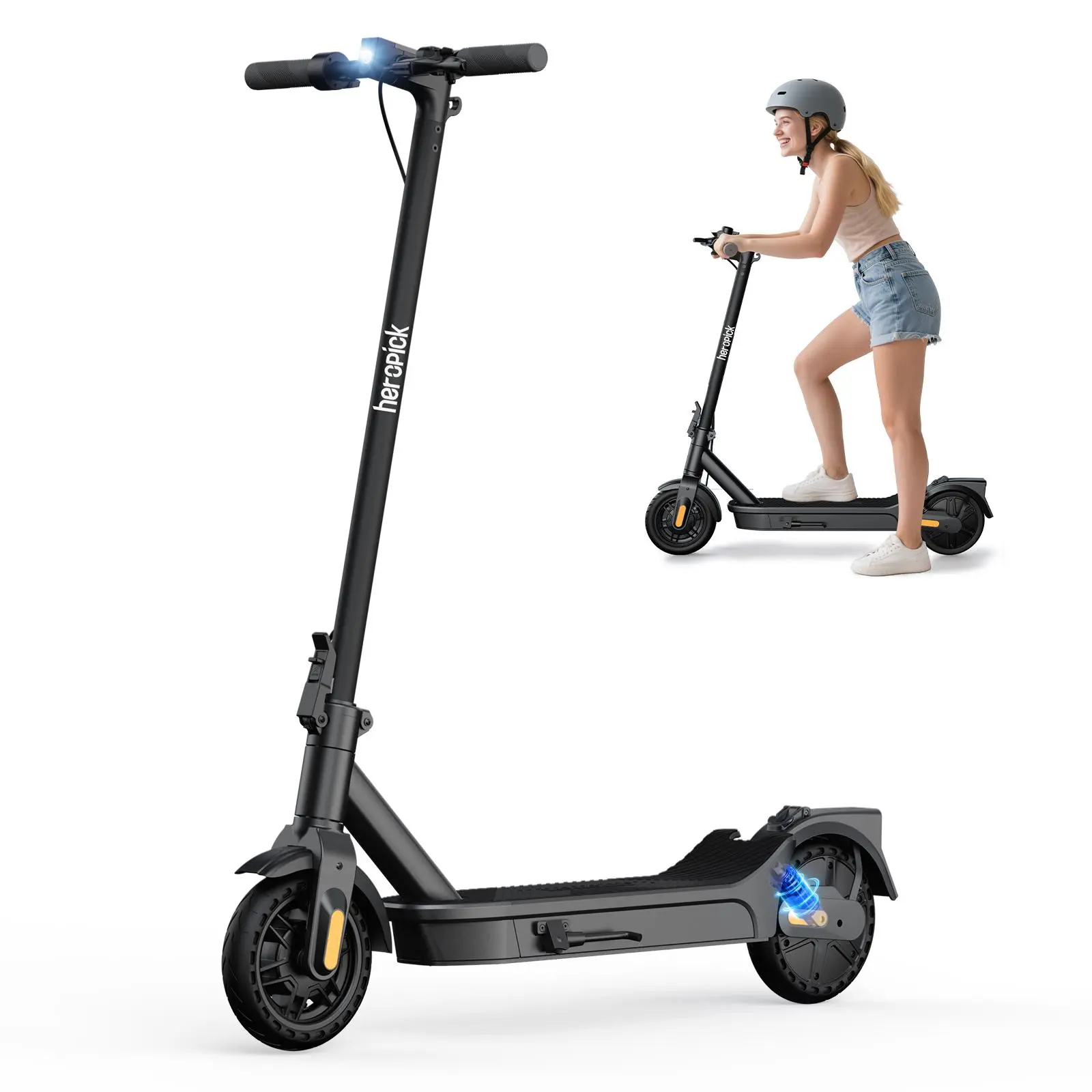 Rechargeable Motorized Commuter Scooter for Adults, Foldable Steel Frame, 500W Motor, 20 MPH Max Speed, 20 Mi Range, 36V 7.8Ah Battery, 8.5" Tubeless Tires, APP Control, Bell, Dual Brakes, Turn Signals, Shock Absorbers, Smart LED Display, Supports 265lbs,