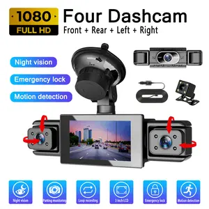 3" IPS screen,4 Channel Dash Cam, 1080P Front ,Rear, Left And Right Dash Camera for Cars, Night Vision, G-Sensor, Parking Mode, with a Free 64GB SD Card