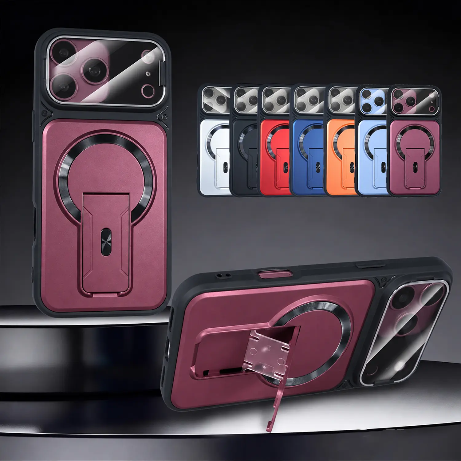 OREKROY Strong Magnetic MagSafe Case with Invisible Ring Kickstand for iPhone 18 Pro Max/18/17 Pro Max/17/16/15/14/13/12/11 Series, Heavy-Duty Shockproof Polycarbonate Phone Cover with HD Camera Lens Protector