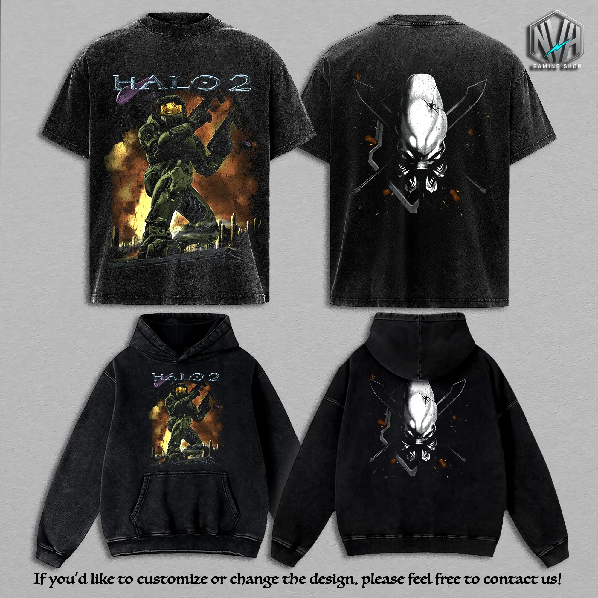 Halo 2 Video Game Graphic Tees, Bungie Sci-Fi First Person Shooter FPS Master Chief Fan Merchandise, Casual Wash Cotton Top, Y2k Casual Fashion, Retro Shirt, Men Women Clothing, Streetwear Apparel, Fan Outfit
