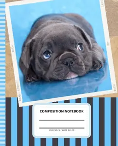 Gray French Bulldog Puppy Composition Notebook: 7.5 x 9.25 inch / 200 Pages (100 sheets) / Wide Ruled Paper For Writing - Homework - Notes - Doodles - ... for Boys Girls Kids / Dog - Baby Animal Photo