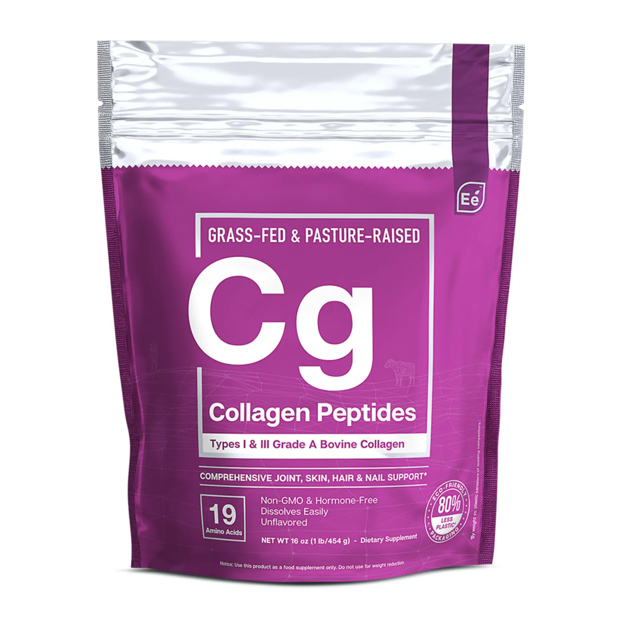 Essential Elements Hydrolyzed Collagen Peptides Powder Supplement - Hydrolyzed Bovine Collagen Types I & III - Hormone Free & Grass Fed