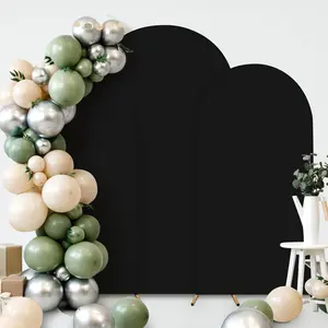 Wedding Arch Cover (7.2FT, 6.6FT, 6FT) Set of 3 Spandex Fitted Wedding Arch Stand Covers for Round Top Chiara Arch Backdrop Stands Cover for Wedding Birthday Baby Shower Banquet Arch Decoration