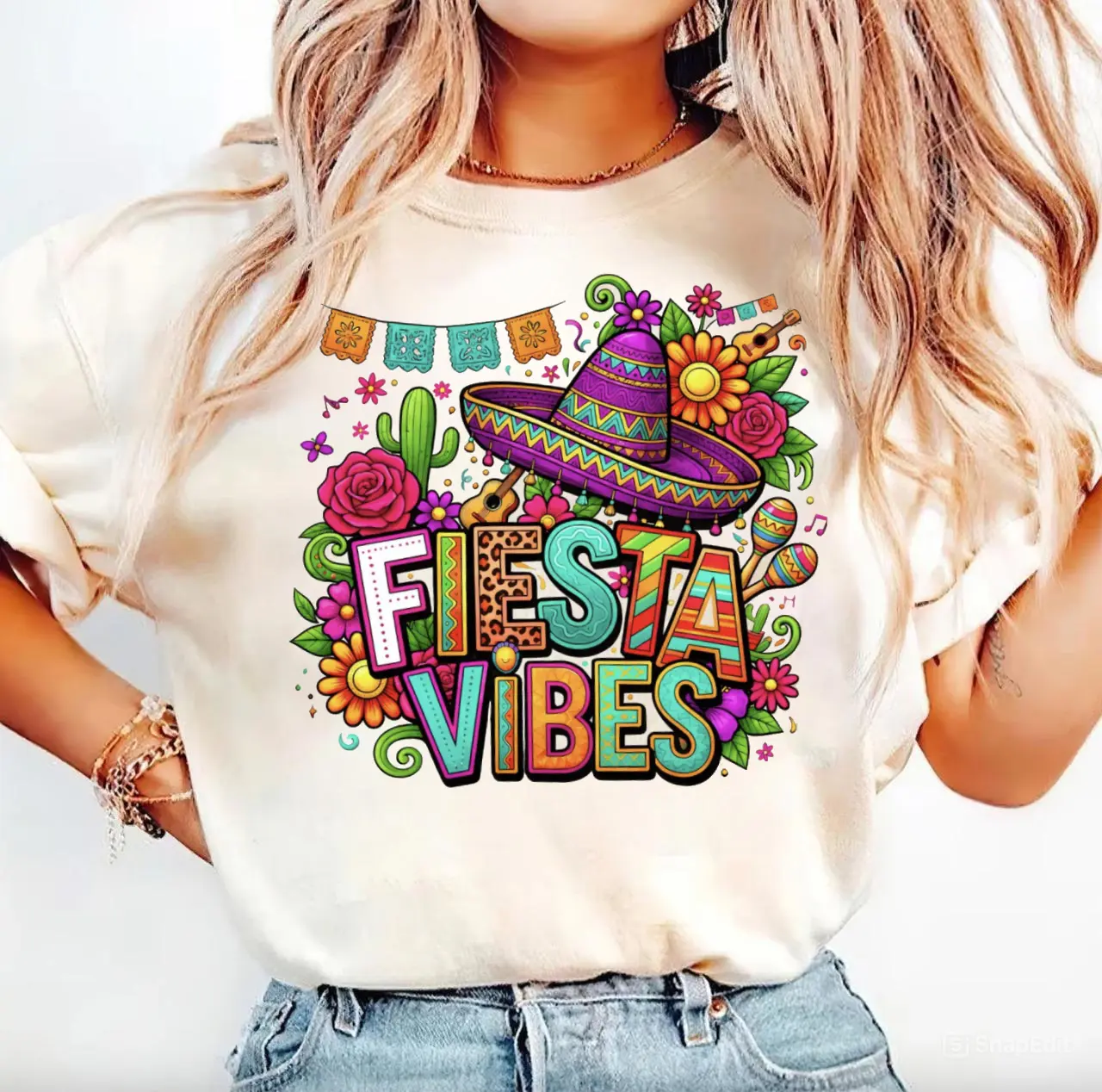 Fiesta Vibes T-Shirt, Cinco de Mayo Shirt, Colorful Mexican Party Tee, Sombrero Piñata Graphic Tee, Fiesta Mama Bow Sweater, Gifts For Her For Him