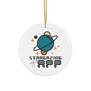 STARGAZING APP ORNAMENT, CHRISTMAS DECORATIONS, 3 INCHES CIRCLE ORNAMENT, CERAMIC ORNAMENT