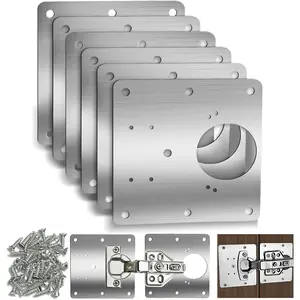6 Pack Cabinet Door Hinge Repair Plates, Metal Cabinet Hinge Repair Replacement Kit, Cabinet Hinge Repair Brackets, Hinges Repair Fixing Plates with Screw for Kitchen Cupboard Door Locker Cabinet Door