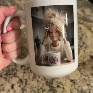 Funny Barbie Face Mug Meme Tired Ceramic Coffee Mug - scs16376