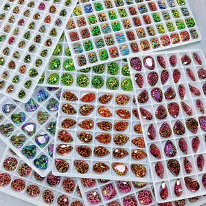 Animal Print High Quality K9 Crystal Leopard Pointed Back Nail Art Charms Glass Rhinestone Phone Case Accessories Jewelry Making Sparkling DIY Decoration Single Color Mixed Shapes