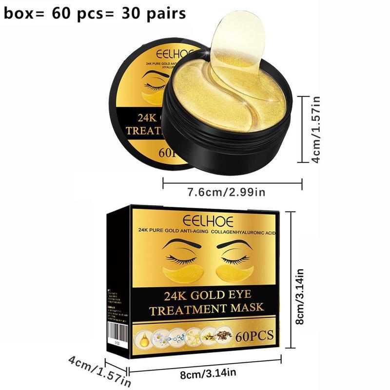 24K Gold Under Eye Mask - Collagen & Hyaluronic Acid Eye Patches for Dark Circles, Puffiness & Wrinkles - 60 Pcs Hydrating Under Eye Treatment - Self Care Skincare for Tired Eyes, Reduces Fine Lines & Brightens - Must-Have Eye Care Treatment for Women