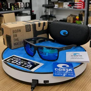 Costa Del Mar Blue Mirror Polarized Sunglasses – Matte Black Performance Frame Built for Fishing, Boating & Everyday Outdoor Use