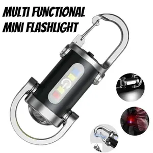 Multifunctional Keychain Flashlight, Portable Waterproof Car Keychain Light with COB Side Lamp, Rechargeable 6 Lighting Modes