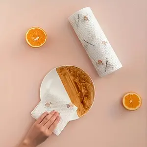 Disposable Printed Kitchen Paper Towels, Washable, Reusable Cleaning Cloths, Kitchen Napkins, Wet Wipes, Convenient and Easy to Use