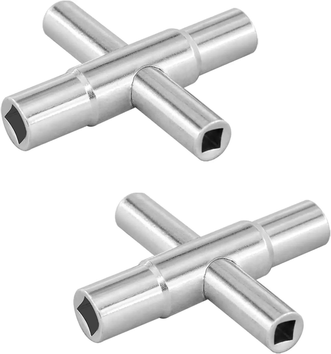 GJANSH 2pcs 4 Way Sillcock Key Set 1/4", 9/32", 5/16", 11/32 Steel Sillcock Water Key hose bib key for Valve Faucet Cabinet Opening Key and Spigots