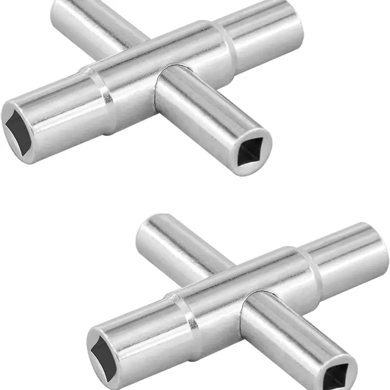 GJANSH 2pcs 4 Way Sillcock Key Set 1/4", 9/32", 5/16", 11/32 Steel Sillcock Water Key hose bib key for Valve Faucet Cabinet Opening Key and Spigots