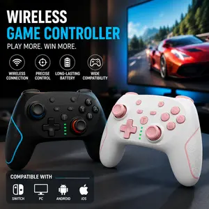 Wireless Controller for Switch/Switch Lite/Switch OLED/Switch 2, Wireless controller with 2 back buttons, 3-level TURBO adjustable(blue&red)