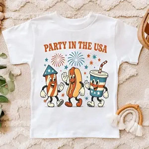 Youth & Adult Retro 4th Of July Party in the USA Patriotic Graphic Tee for Kids and Baby, Independence Day Gift Shirt, Apparel Made In The USA	