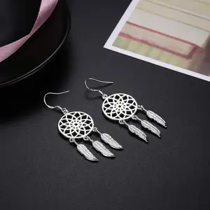 Sterling Silver Charms Dream catcher feathers earrings for woman fashion party wedding accessories Jewelry Holiday gifts