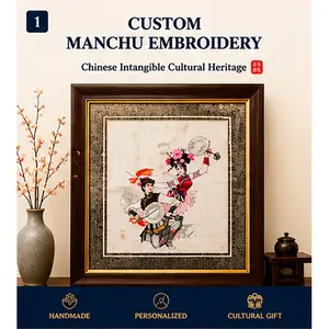Custom Handmade Manchu Embroidery Framed Wall Art, Personalized Artistic Print from User Photos, Luxury Room Decoration, Home Supplies Gift