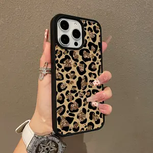 Trendy Magnetic Case for iPhone11/12/13/14/15/16/17/promax Glitter Leopard Print MagSafe Ready, Ultra Thin & Shockproof | Cute Pick for Girls
