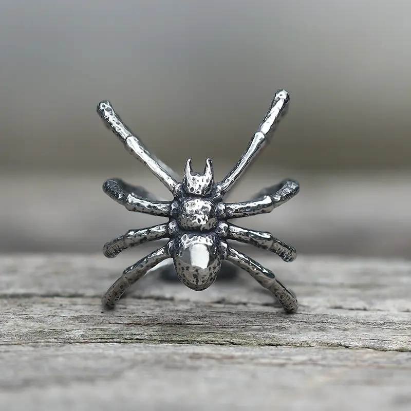 GTHIC Vintage Spider Stainless Steel Ring for Men Women Statement Jewelry Daily Wear
