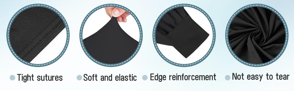 4 Pcs Black Spandex High-Top Cocktail Table Covers with Silver-White Satin Bow Sashes, 32"x43" Round Tablecloths, 4-piece black table cover with silver-white straps, Wineglass Centerpiece & Household Items Decor for Weddings, Bar Parties