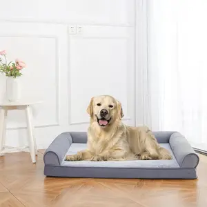 Foam Living Room Couch Dog Pet Bed with Removable Cover, Grey