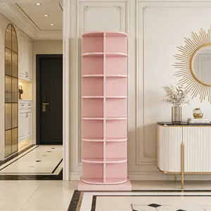 Rotating Shoe Cabinet – 7 Layer Pink Shoe Rack Organizer, 360° Corner Shoe Storage for 28 Pairs, Space-Saving Entryway Cabinet with Rotating Mechanism, Bedroom Hallway Closet Organization, Modern Home Decor