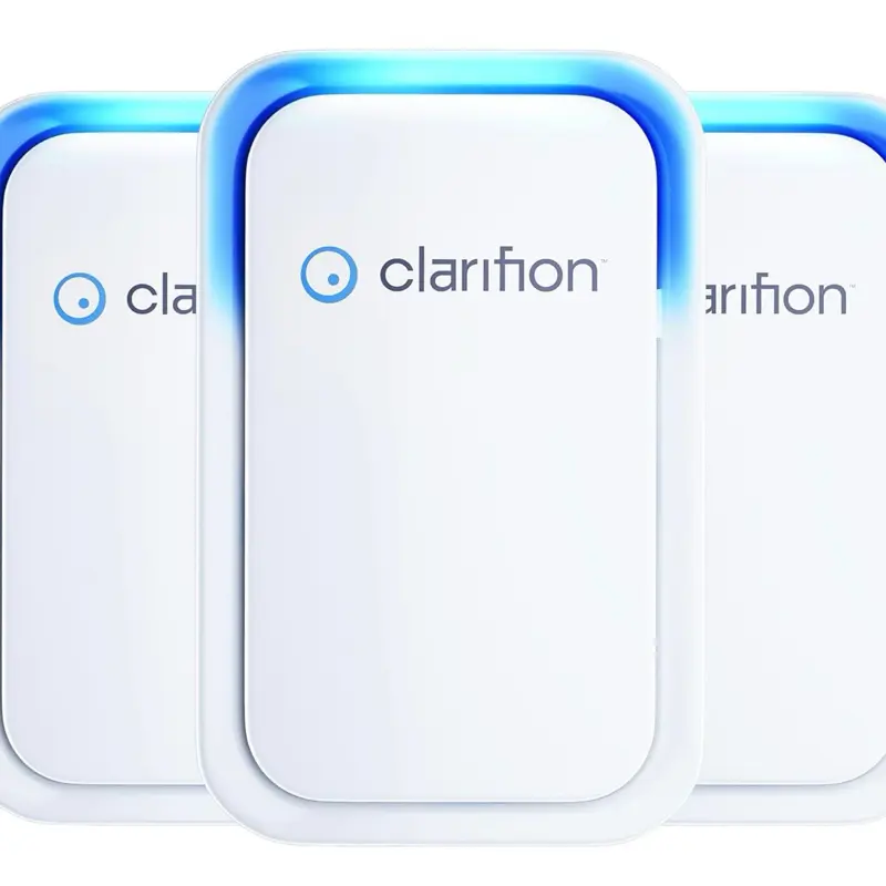 Clarifion Air Ionizers for Home - Negative Ion Filtration System - Quiet Air Freshener for Bedroom, Office, Kitchen - Filters Odors, Smoke, and Dust - 3 Pack