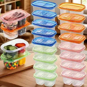 10-Piece Stackable Food Storage Set with 2 Compartments, Reusable Bento Boxes for Kids and Adults, Includes Forks - Lightweight, Microwave & Dishwasher Safe, Leakproof Lunch Containers (4 Colors)