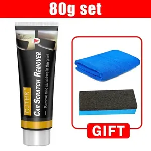 Car Scratch Remover Polishing Compound 80g Set - Auto Paint Swirl Repair Care Anti-Scratch Wax for Cars & Motorcycles with Gift Towel & Sponge